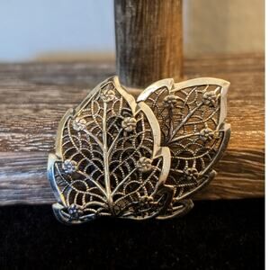 Vintage Signed Beau Sterling Filigree Leaves Floral Pin Brooch